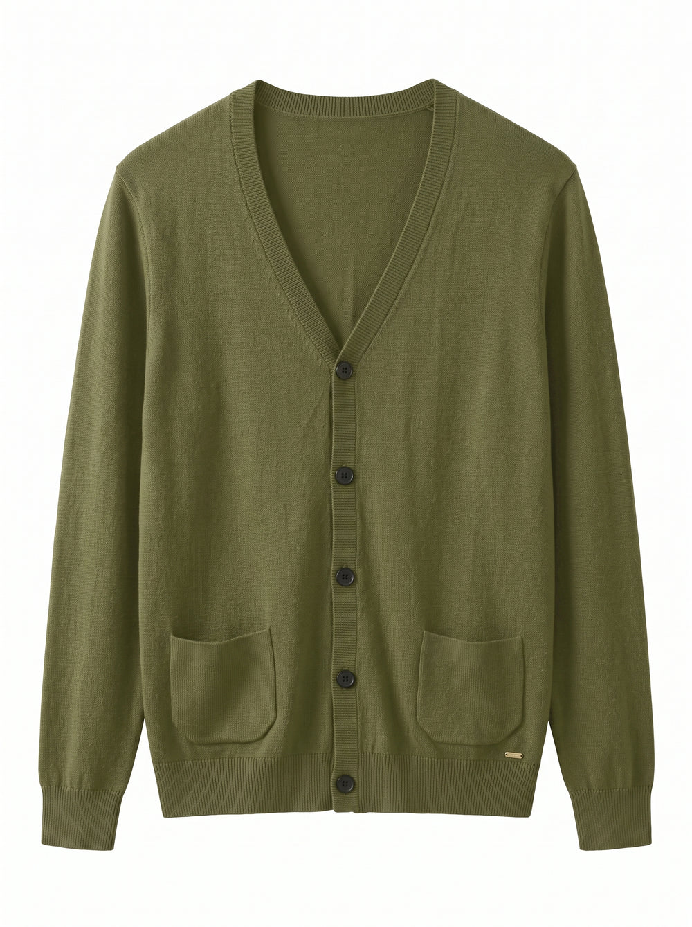 Herringbone V-Neck Sweater Vest — Olive