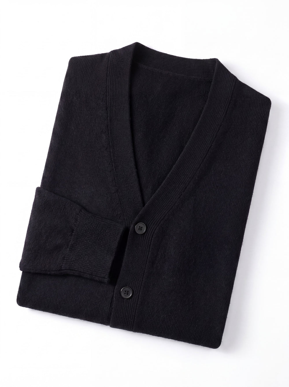 Oversized Button Wool Cardigan — Black