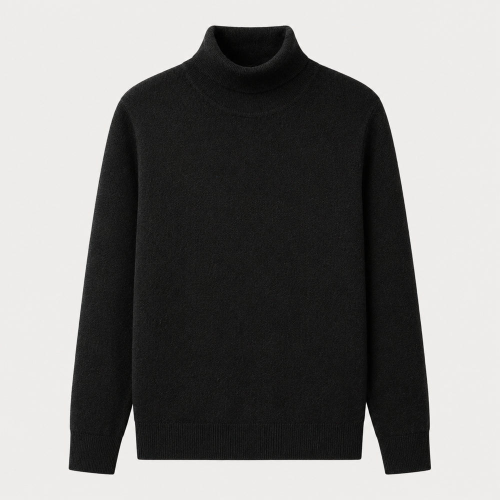 Charcoal Crew Neck Cashmere Sweater — Black