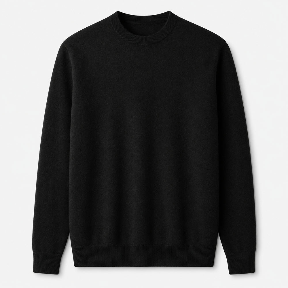 Essential Crew Neck Cashmere Sweater — Black