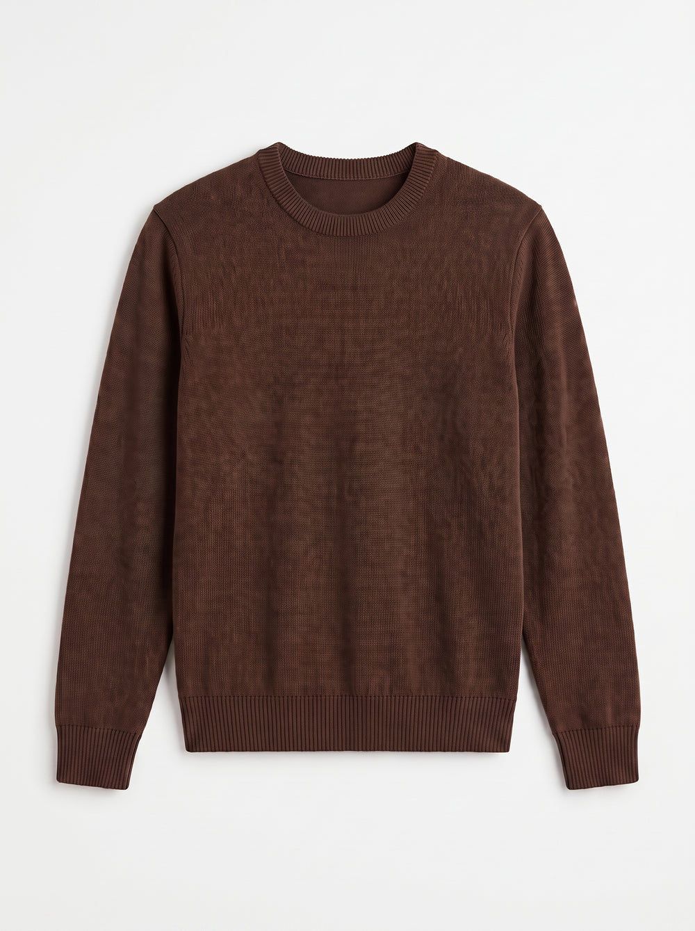 Classic Crew Neck Wool Sweater — Brown