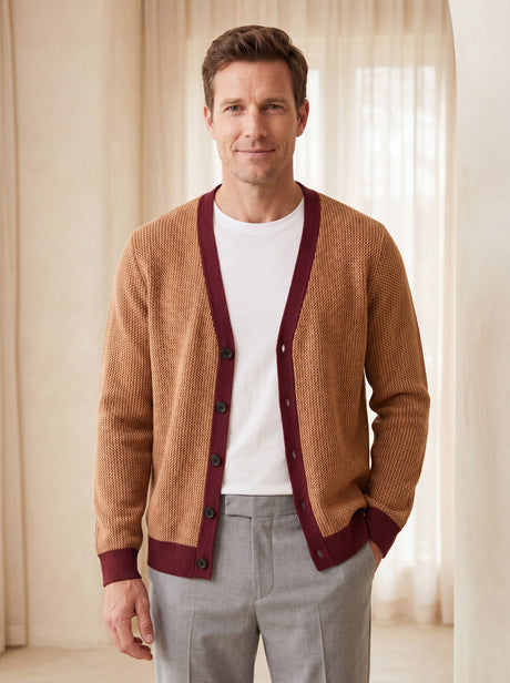 Contrast Trim V-Neck Cardigan
