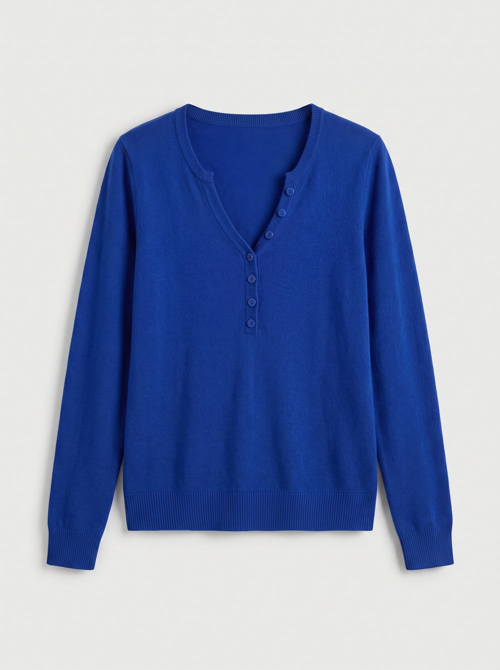 Women's V-Neck Knit Sweater — Blue