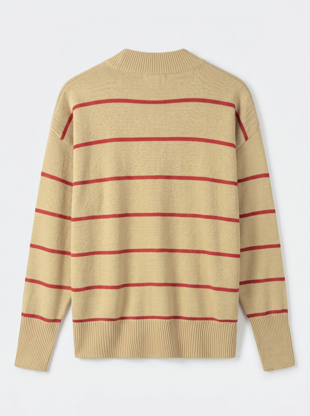 Women's Striped Mock Neck Sweater — Brown
