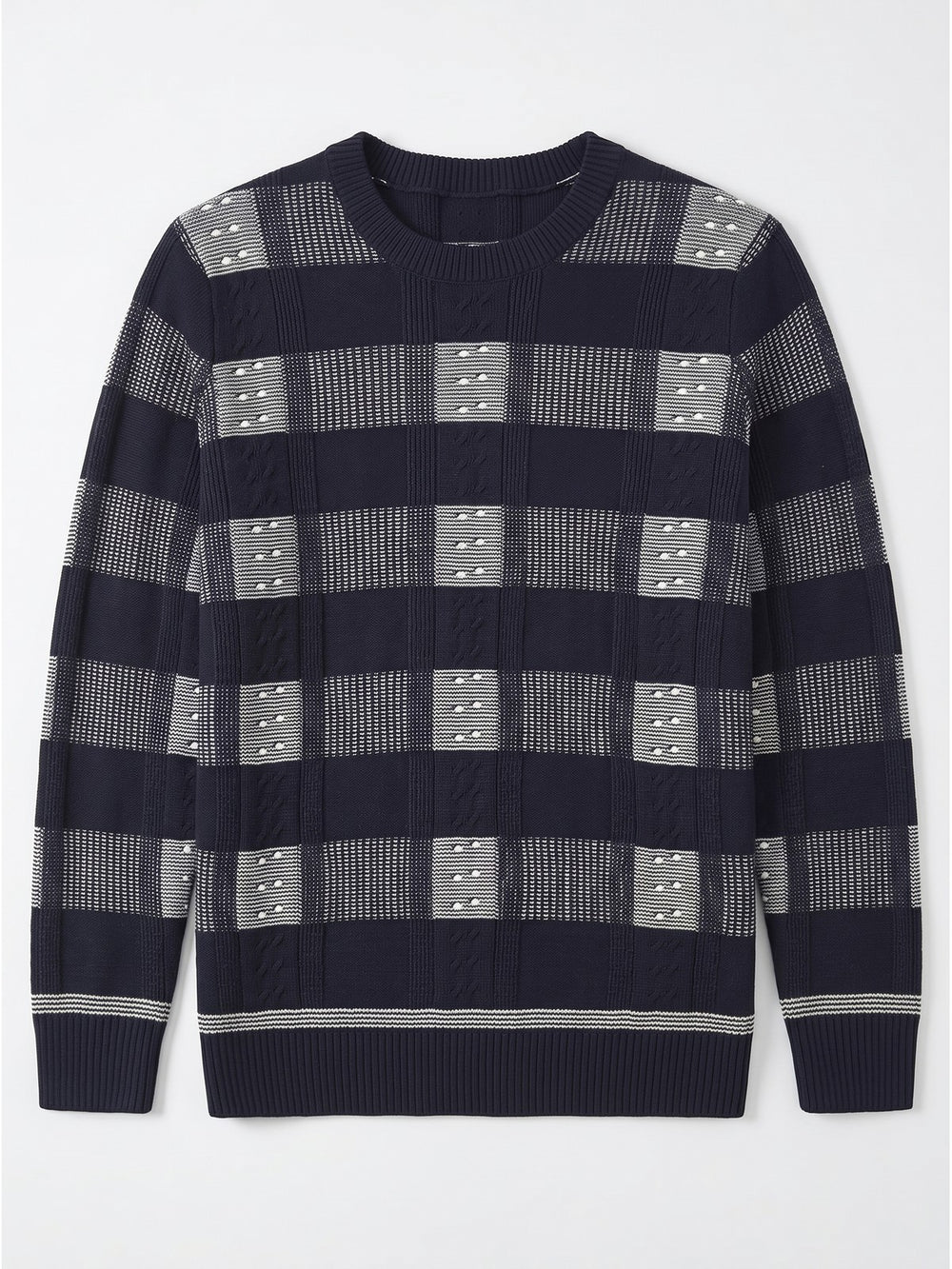 ZHILIFS | Men's Dark Blue Crew Neck Pullover — Dark Blue