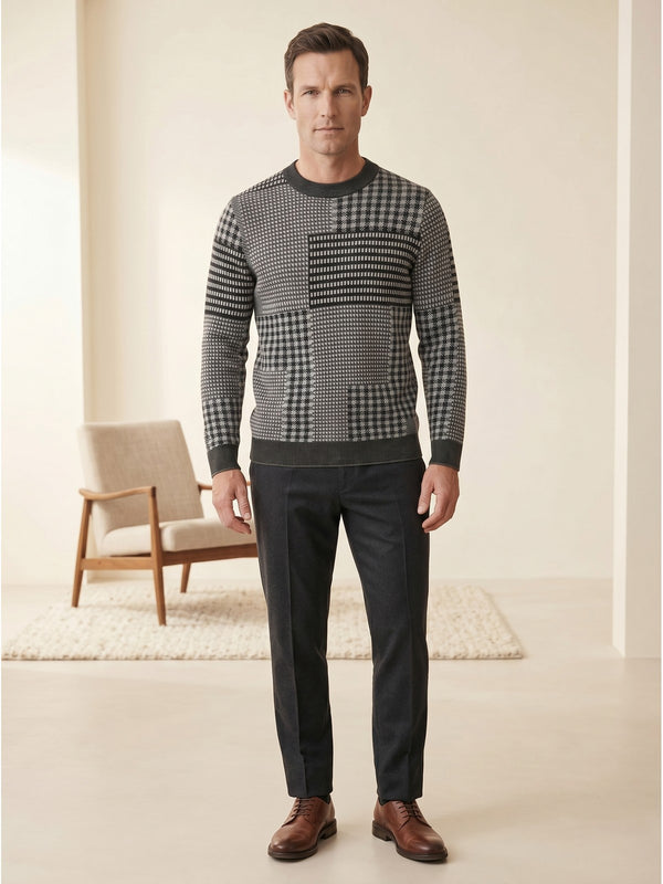 ZHILIFS | Men's Dark Grey Crew Neck Pullover
