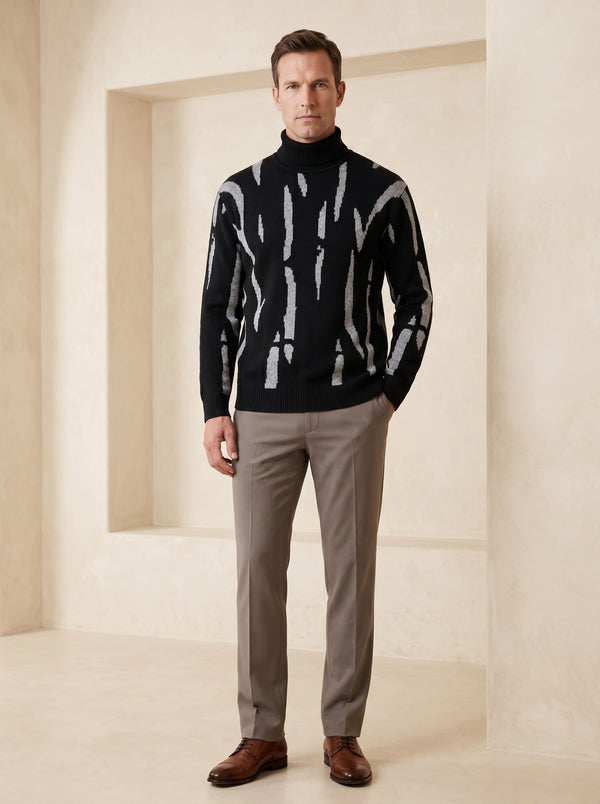 Men's Patterned Turtleneck Pullover