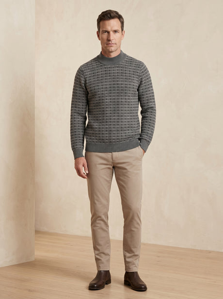 ZHILIFS | Men's Dark Grey Mock Neck Pullover