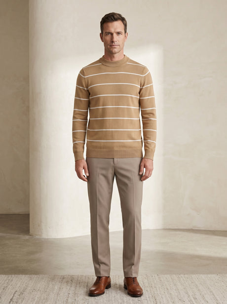 ZHILIFS | Men's Brown Mock Neck Pullover