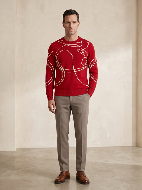 ZHILIFS | Men's Patterned Crew Neck Pullover
