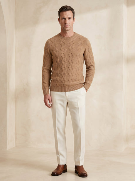 ZHILIFS | Men's Cable Crew Neck Pullover