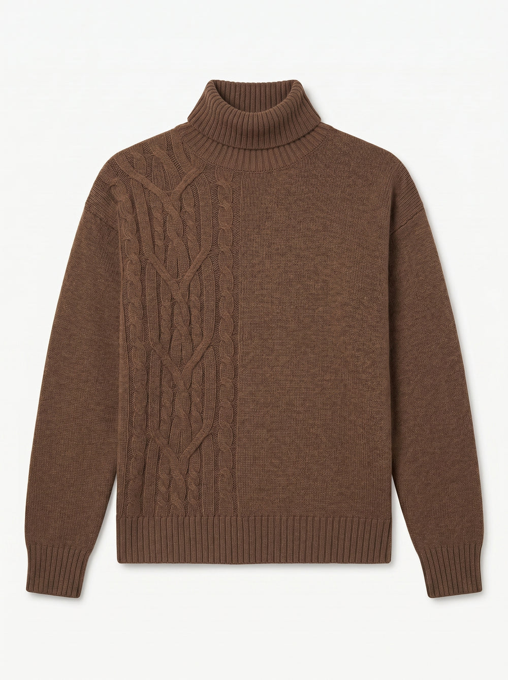 ZHILIFS | Men's Brown Mock Neck Pullover — Brown