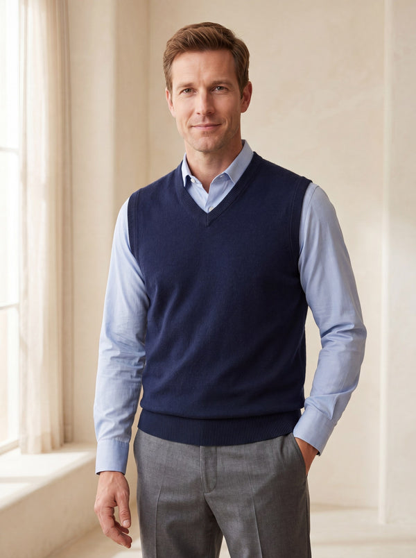 Fine Knit V-Neck Vest