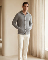 Men's Hooded Wool Cardigan with Front Button