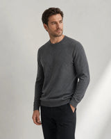 Men's classic soft knit pullover showing regular fit and crew neck design