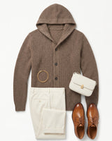 Men's Hooded Wool Cardigan with Front Button