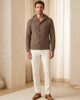 Men's Hooded Wool Cardigan with Front Button