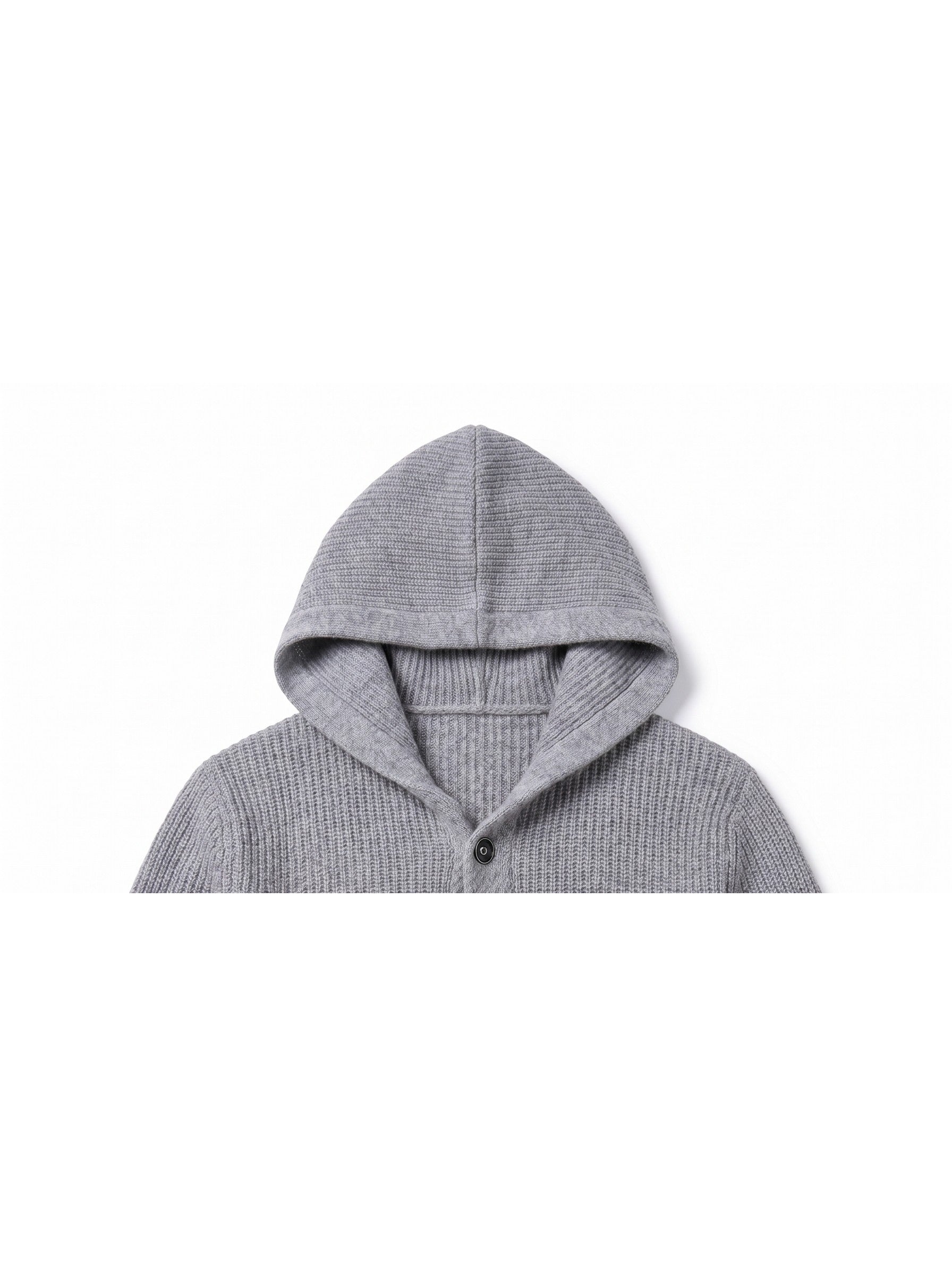 Men's Hooded Wool Cardigan with Front Button — Grey