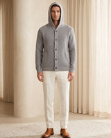 Men's Hooded Wool Cardigan with Front Button