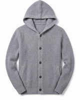 Men's Hooded Wool Cardigan with Front Button