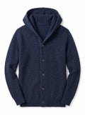 Men's Hooded Wool Cardigan with Front Button
