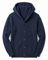 Men's Hooded Wool Cardigan with Front Button