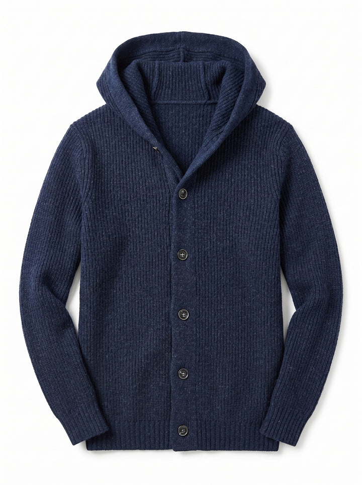Men's Hooded Wool Cardigan with Front Button alternate view