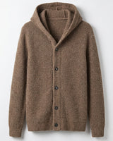 Men's Hooded Wool Cardigan with Front Button