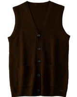 V-Neck Knit Sweater Vest — Chocolate