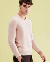 Men's V-Neck Cashmere Sweater — Beige
