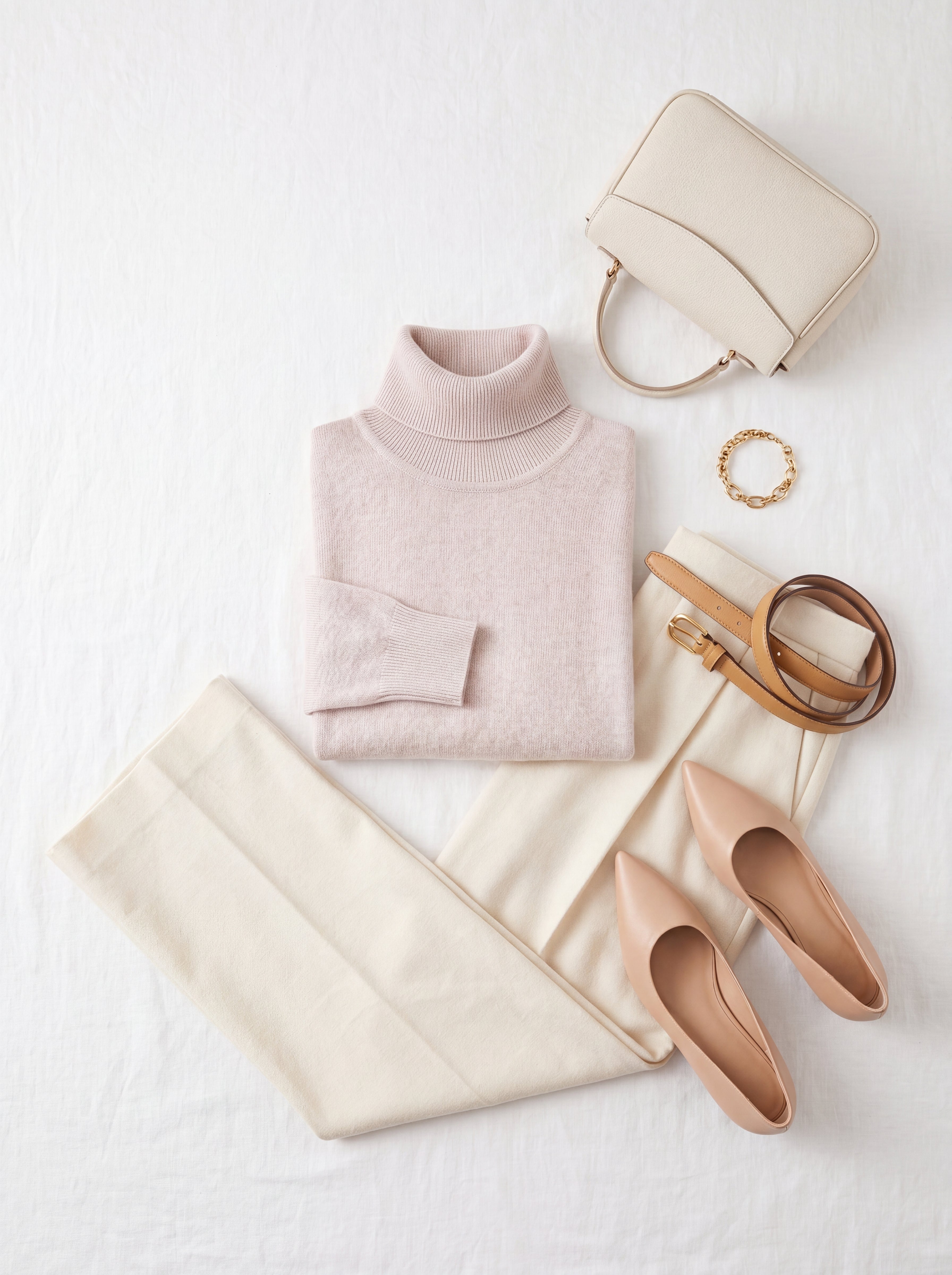 Classic Turtleneck Cashmere Sweater — Beige