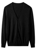 ZHILIFS | Men's Button-Front V-Neck Wool Blend Cardigan