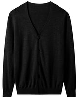 V-Neck Knit Cardigan — Black