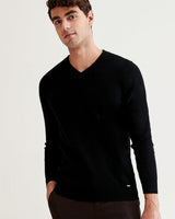 Men's V-Neck Cashmere Sweater — Black