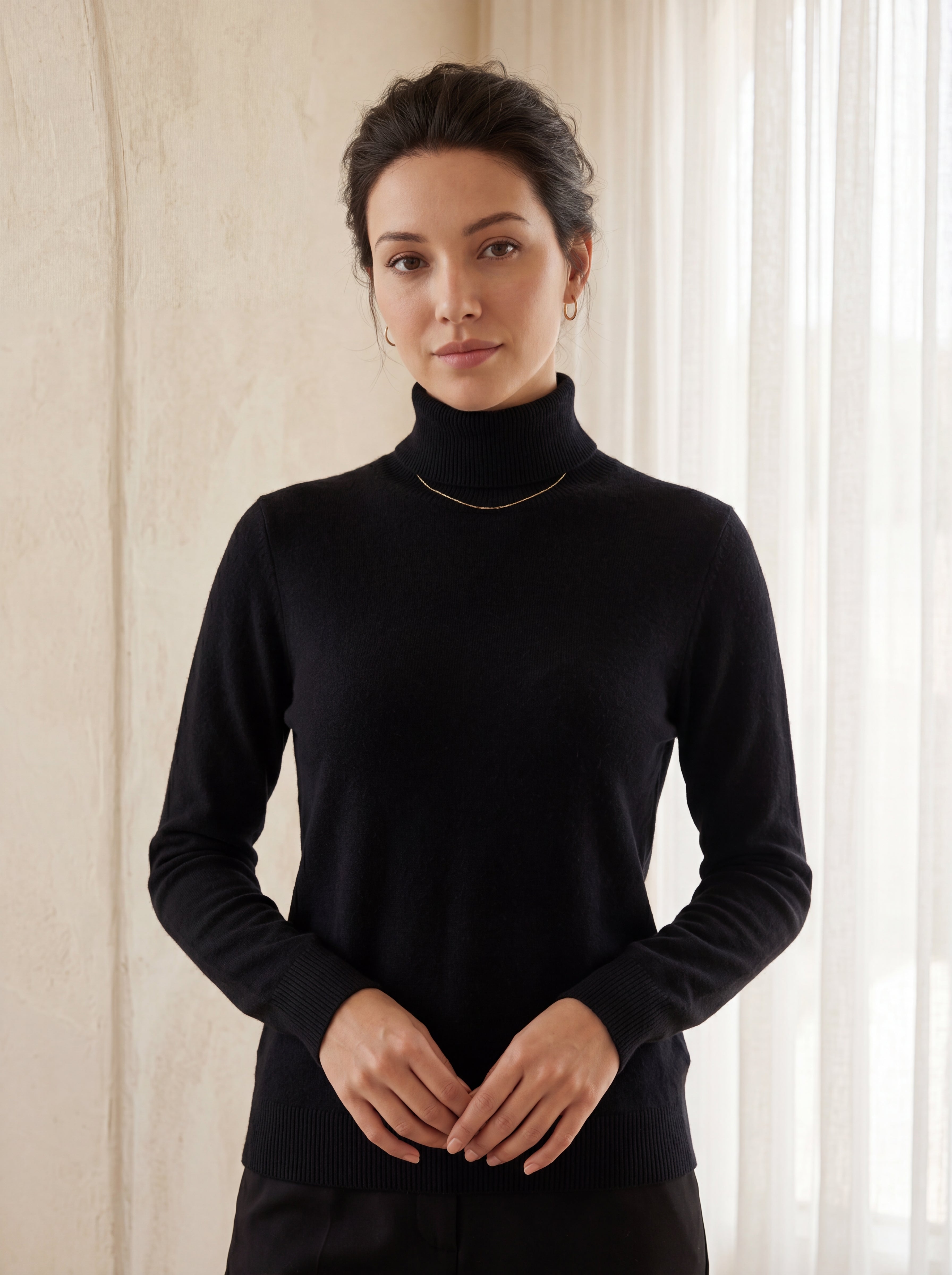 Classic Turtleneck Cashmere Sweater — Black