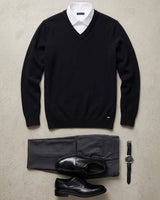 Men's V-Neck Cashmere Sweater — Black