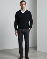 Men's V-Neck Cashmere Sweater — Black
