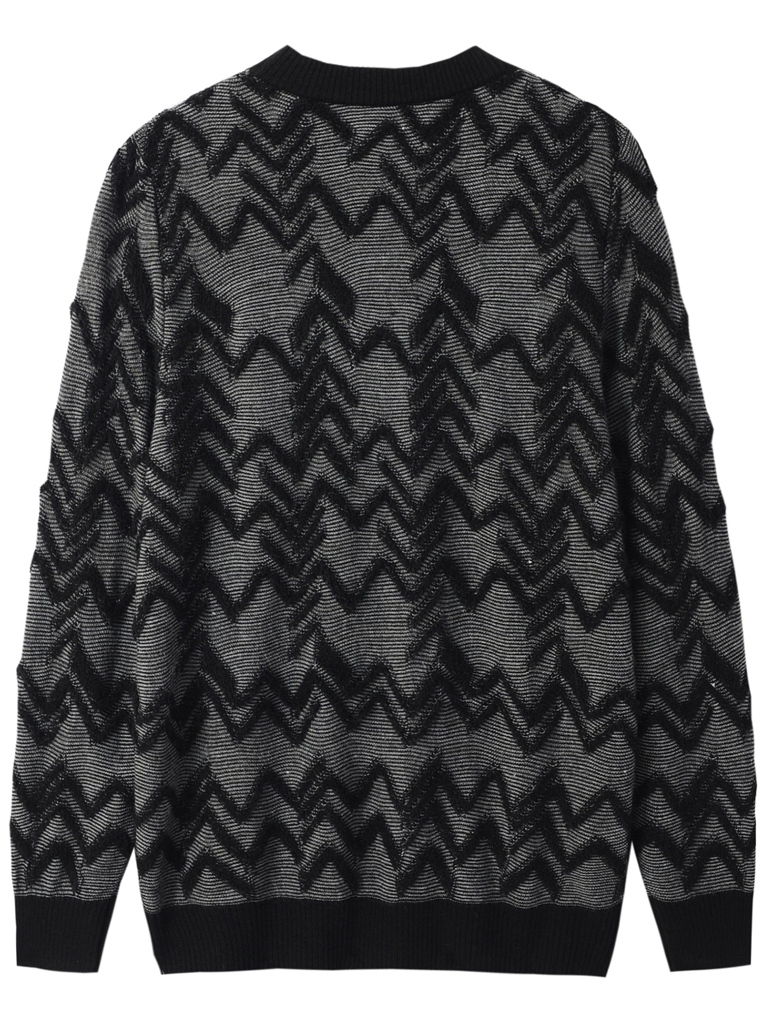 Diamond Knit Crew Neck Sweater — Black
