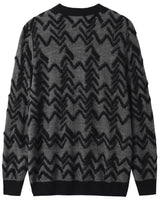 Diamond Knit Crew Neck Sweater — Black