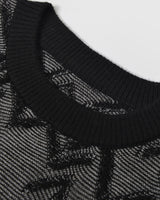 Diamond Knit Crew Neck Sweater — Black