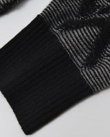 Diamond Knit Crew Neck Sweater — Black