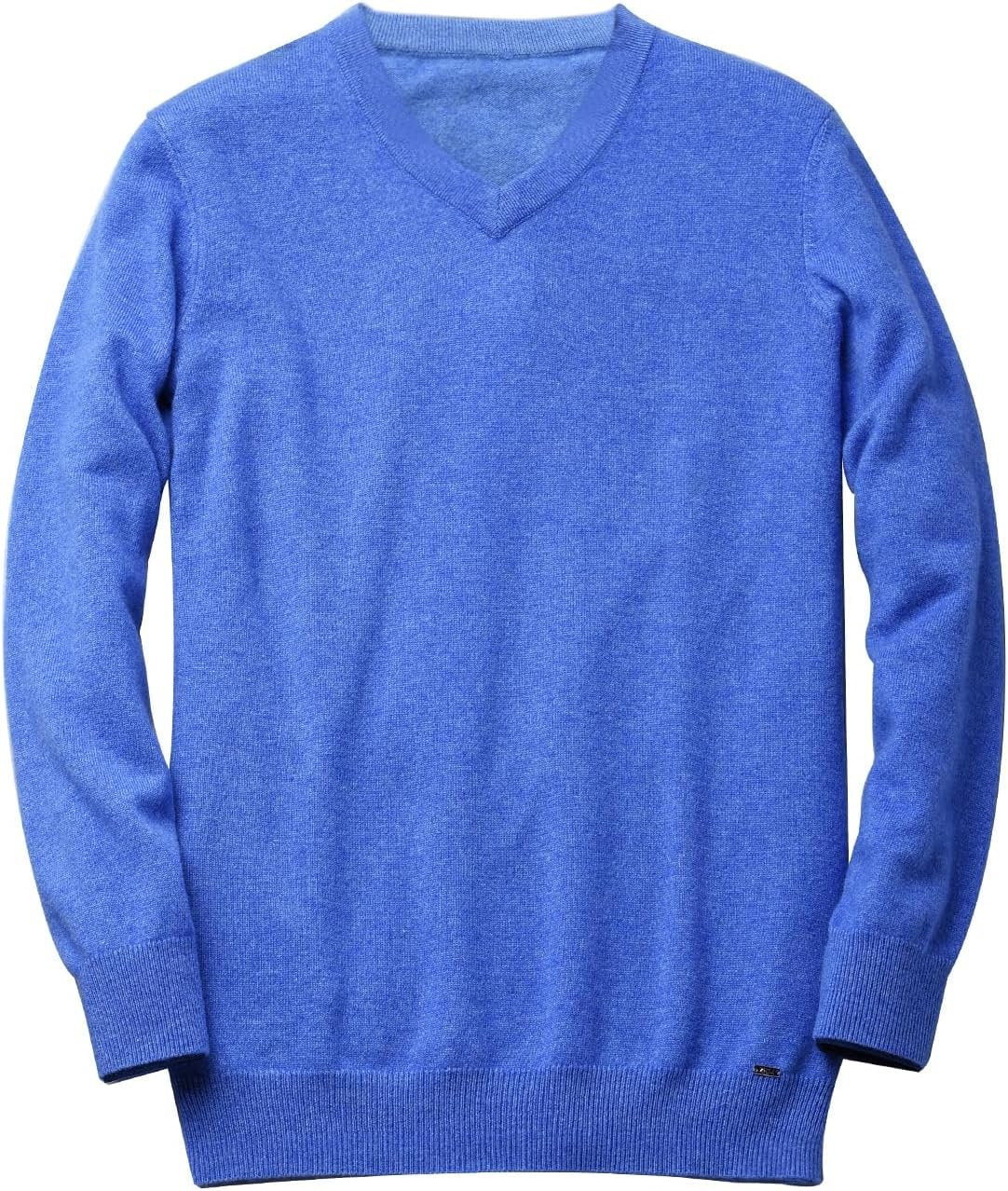 Men's V-Neck Cashmere Sweater — Blue