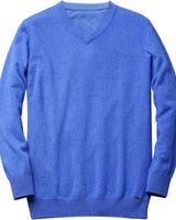 Men's V-Neck Cashmere Sweater — Blue