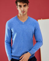 Men's V-Neck Cashmere Sweater — Blue