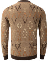 Diamond Pattern Crew Neck Sweater — Brown