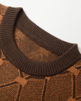 Striped Knit Sweater — Brown