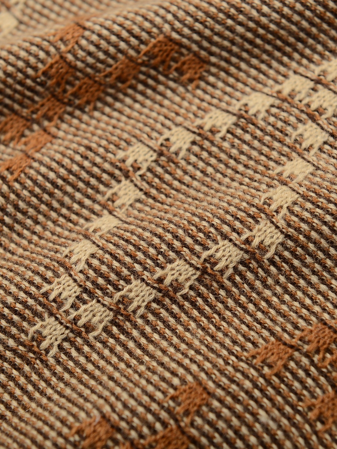 Diamond Pattern Crew Neck Sweater — Brown