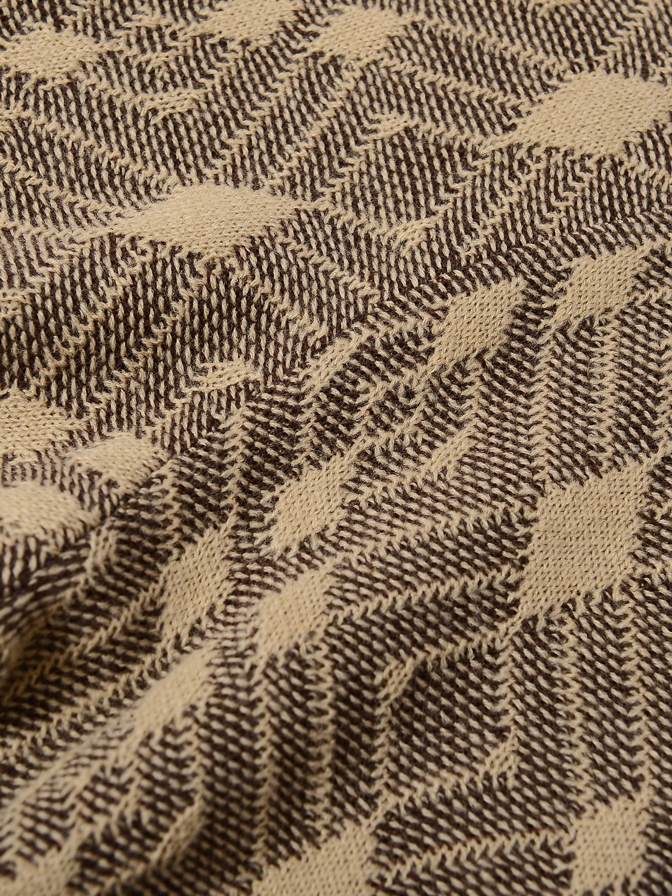 Diamond Check Crew Neck Sweater — Brown