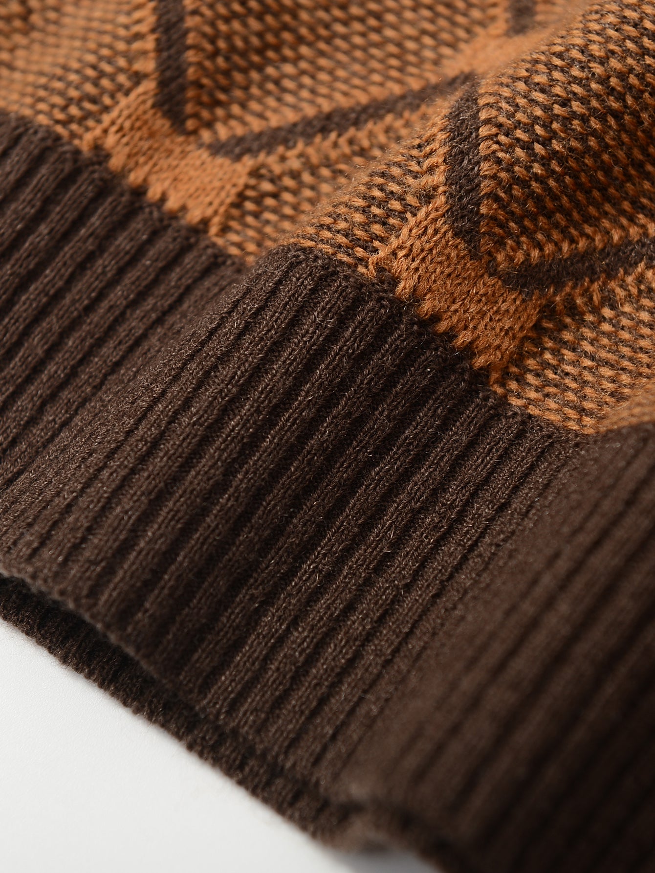 Striped Knit Sweater — Brown