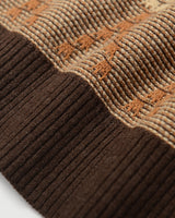 Diamond Pattern Crew Neck Sweater — Brown